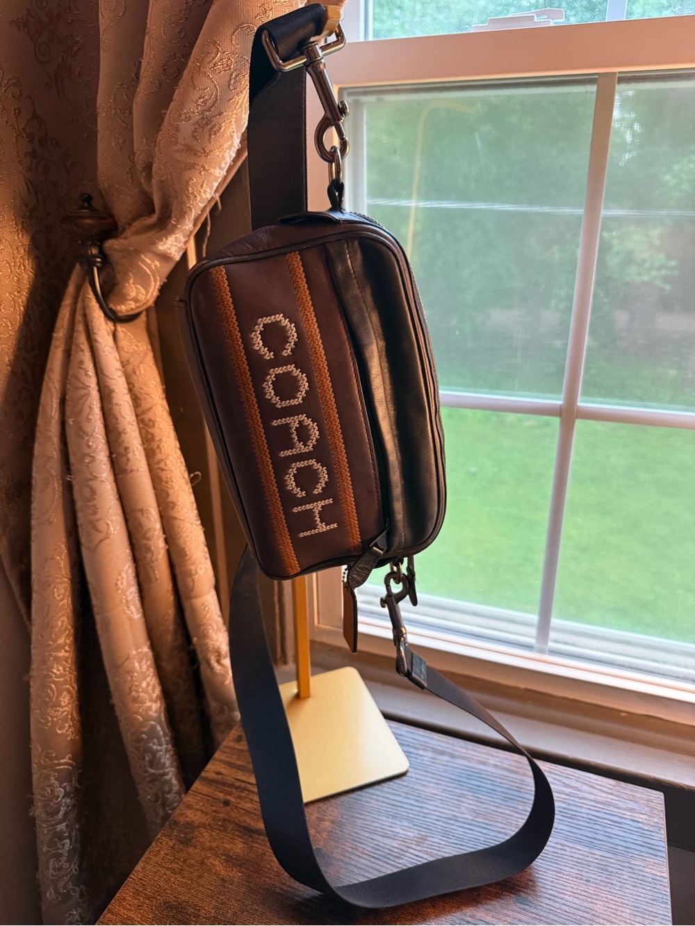 Coach Brown and Black Logo Crossbody Belt Bag